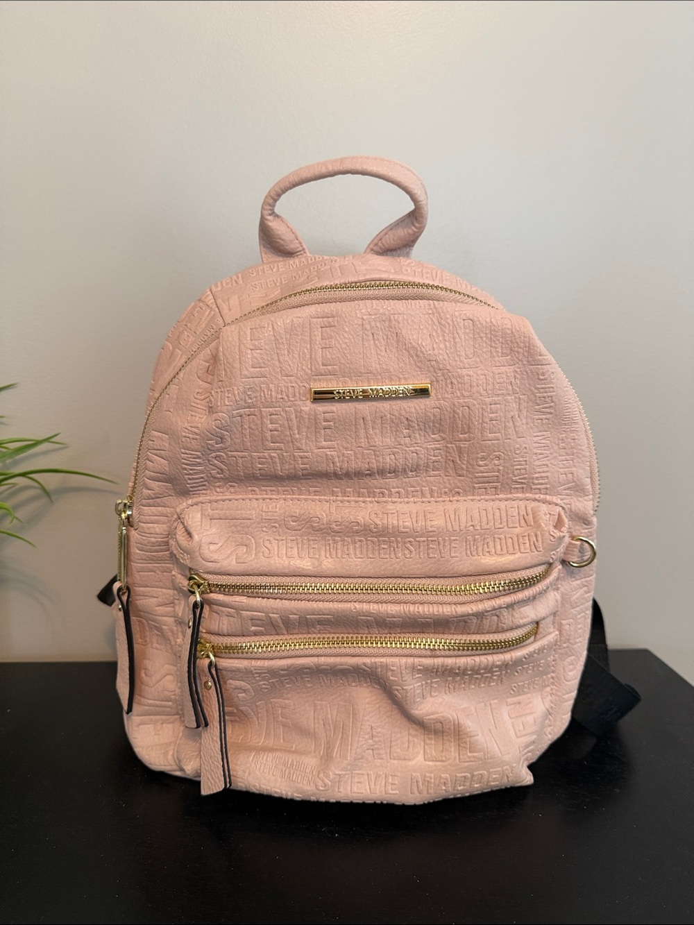 Steve Madden Blush Pink Mini Backpack with Gold Hardware